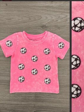 Sparkle & Pink Girls' Pink Sequin Soccer Tee